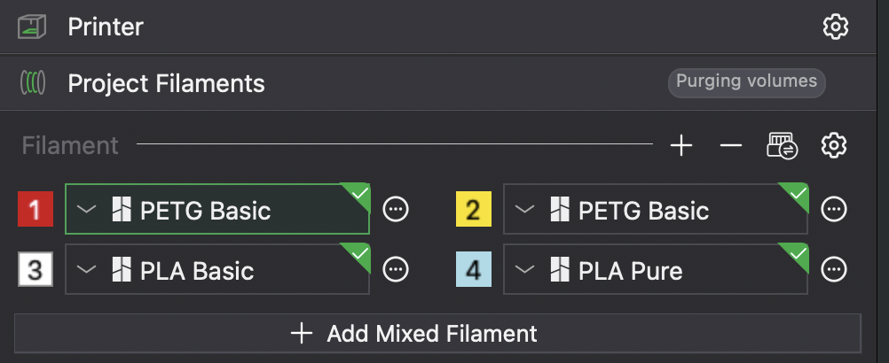 Bambu Studio Project Filaments populated from the printer via Sync info